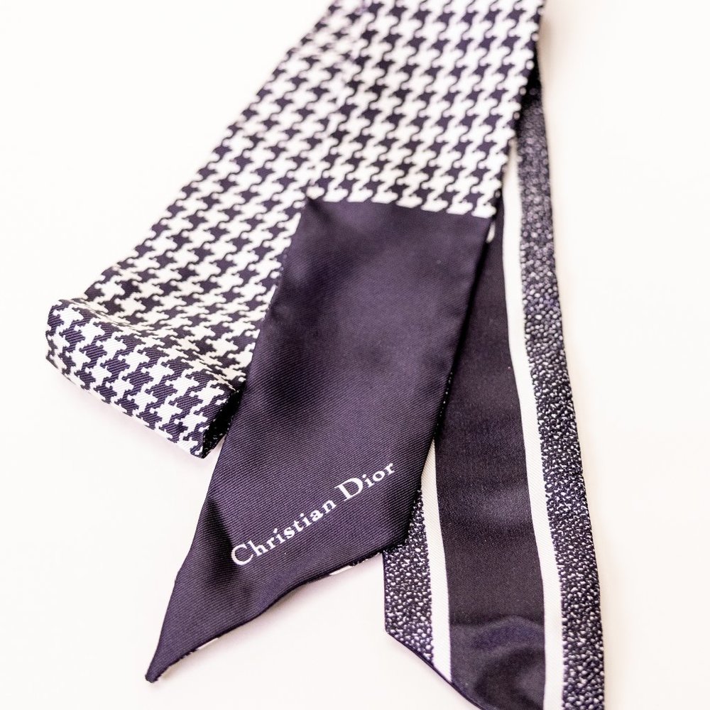 Christian Dior scarf / Houndstooth / Silk Scarf / Authentic Dior / Original box